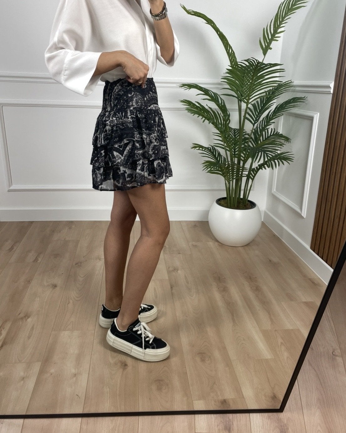 Parla Siyah Desenli Etek