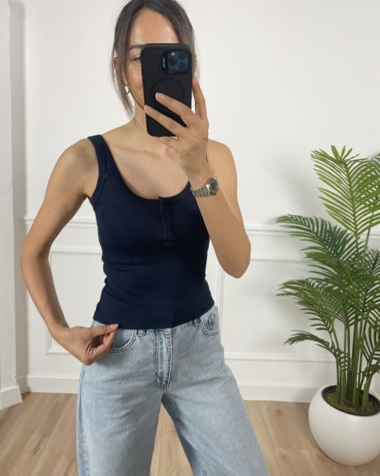 Belle Lacivert Askılı Atlet