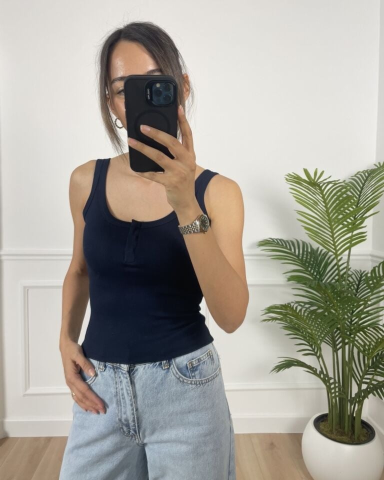 Belle Lacivert Askılı Atlet