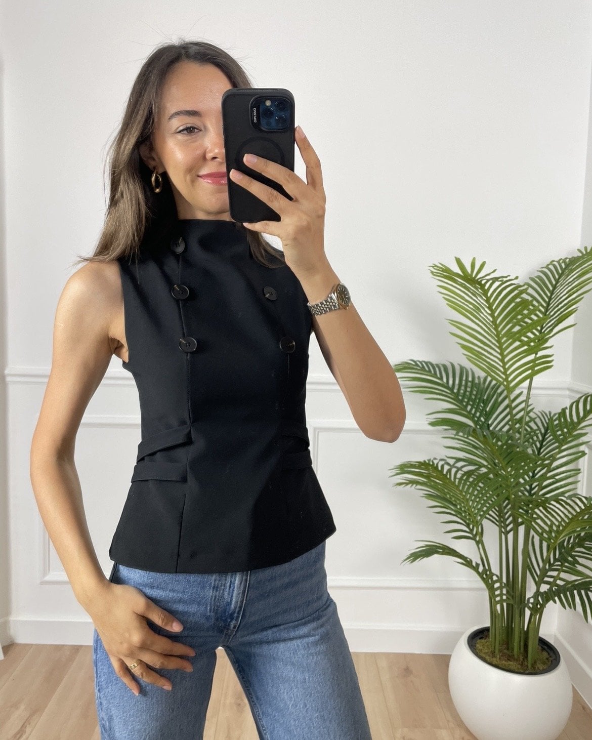 Perry Siyah Kolsuz Bluz