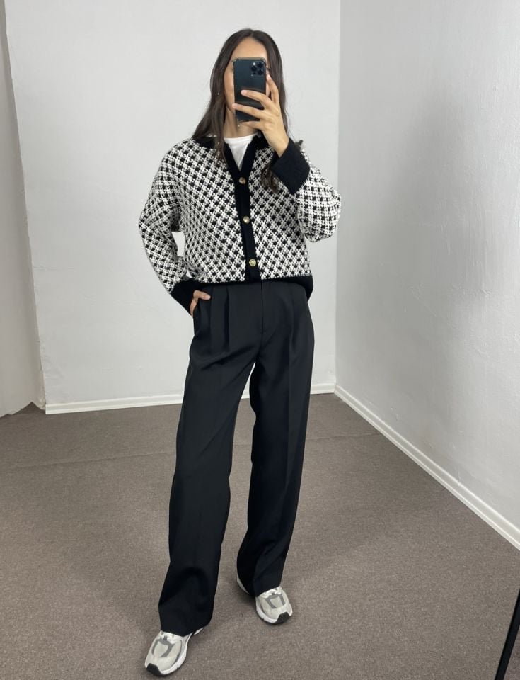 Siyah Yüksek Bel Palazzo Pantolon