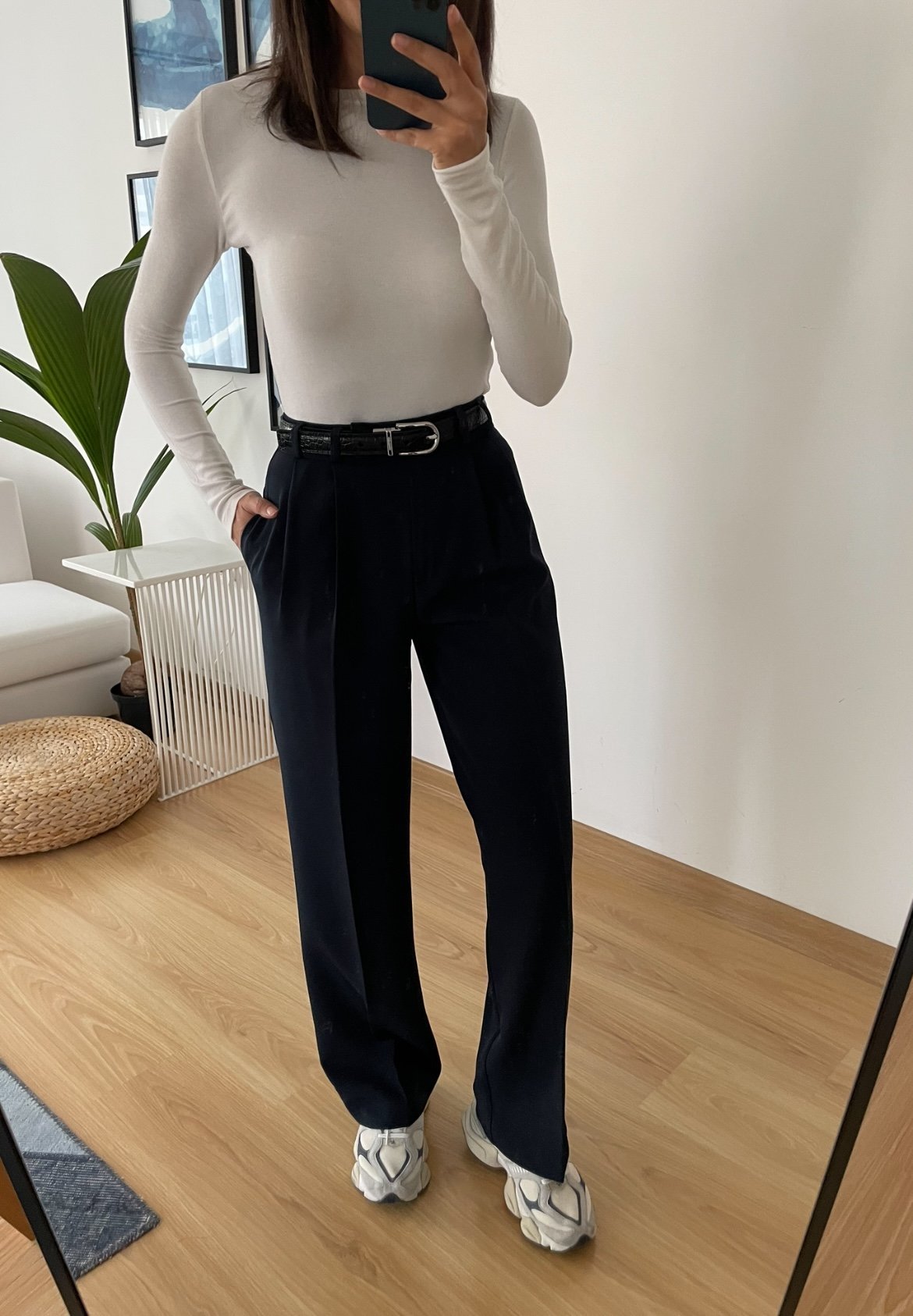 Lacivert Yüksek Bel Palazzo Pantolon