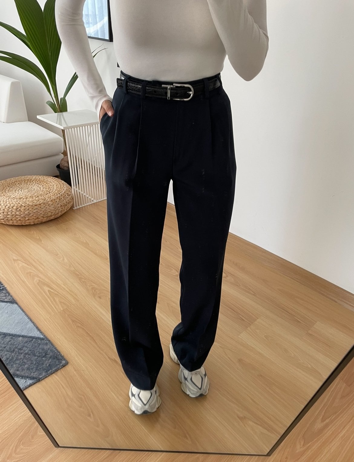 Arlen Lacivert Yüksek Bel Palazzo Pantolon