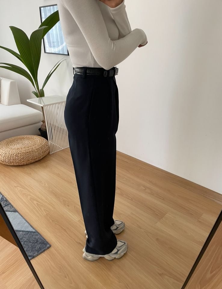 Lacivert Yüksek Bel Palazzo Pantolon