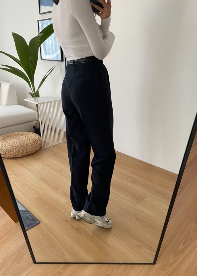 Arlen Lacivert Yüksek Bel Palazzo Pantolon