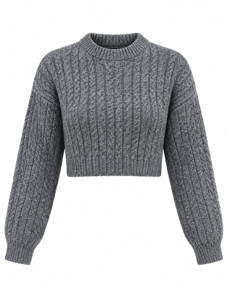 Leya Mavi Sim İpli Crop Triko