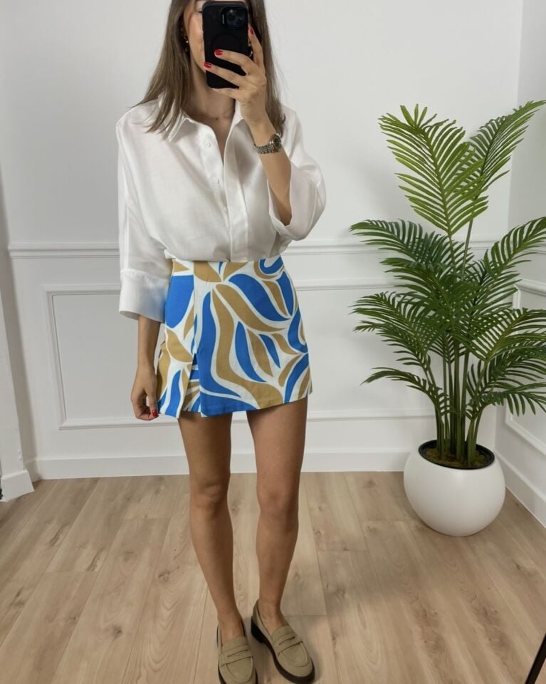 Lora Desenli Şort Etek