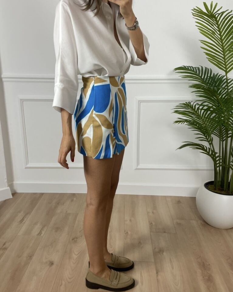 Lora Desenli Şort Etek