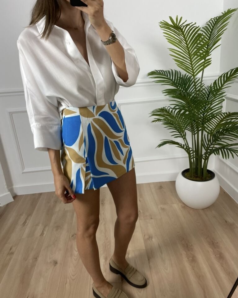 Lora Desenli Şort Etek