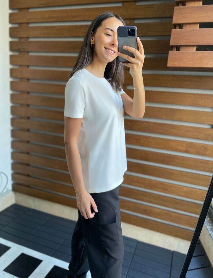 Avella Beyaz Dilvin Ön Kısa Arka Uzun Tişört