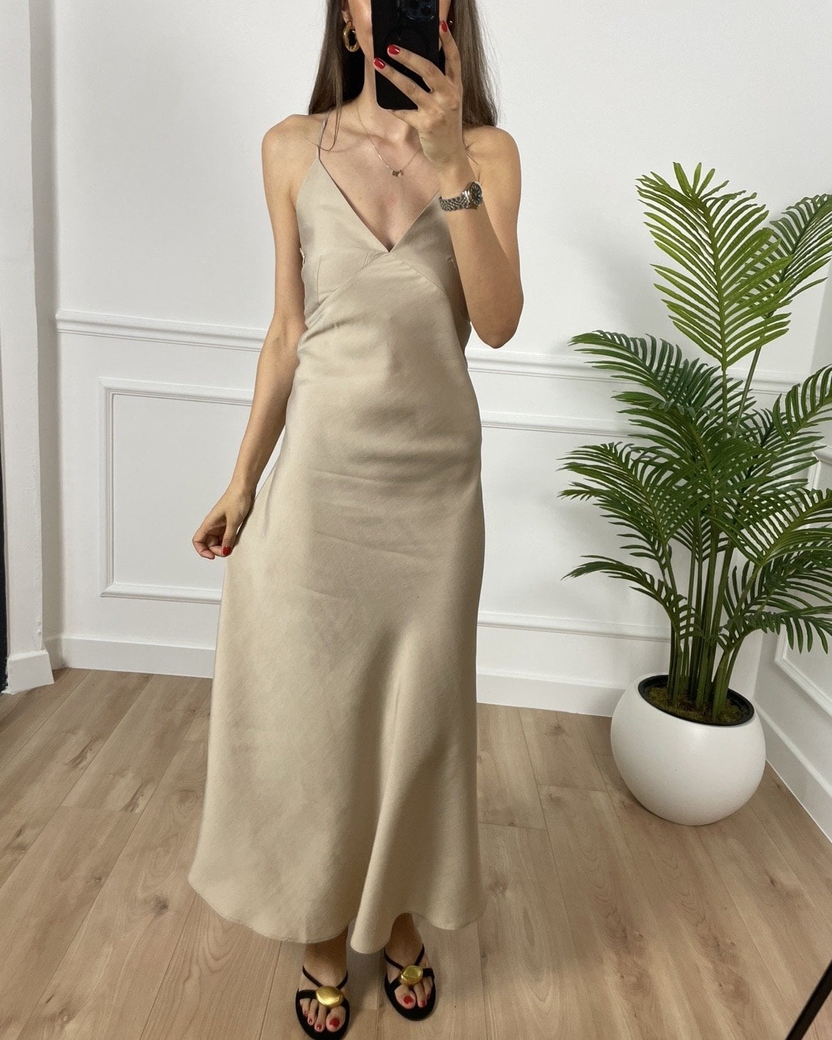 Arvin Taş Askılı Maxi Elbise