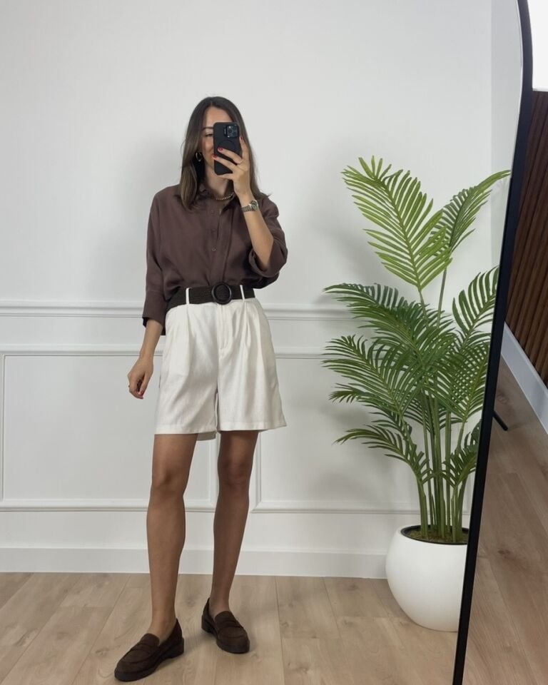 Shya Natural Keten Karışımlı Şort