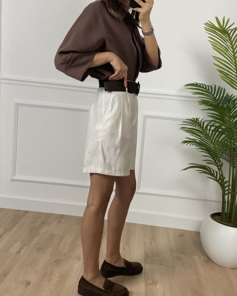 Shya Natural Keten Karışımlı Şort