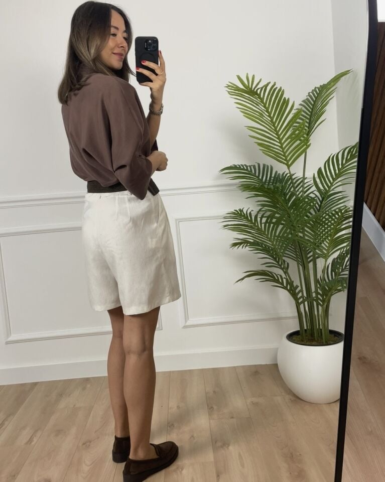 Shya Natural Keten Karışımlı Şort