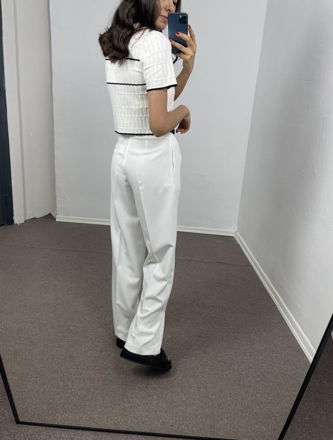 Arlen Beyaz Yüksek Bel Palazzo Pantolon