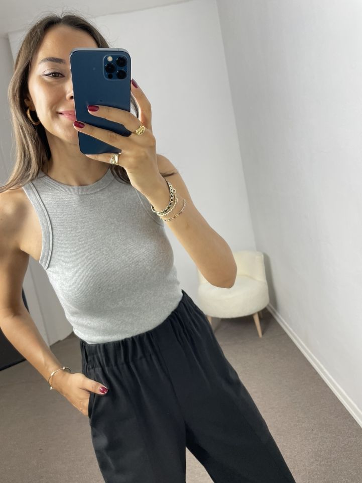 Gri Halter Yaka Fitilli Atlet