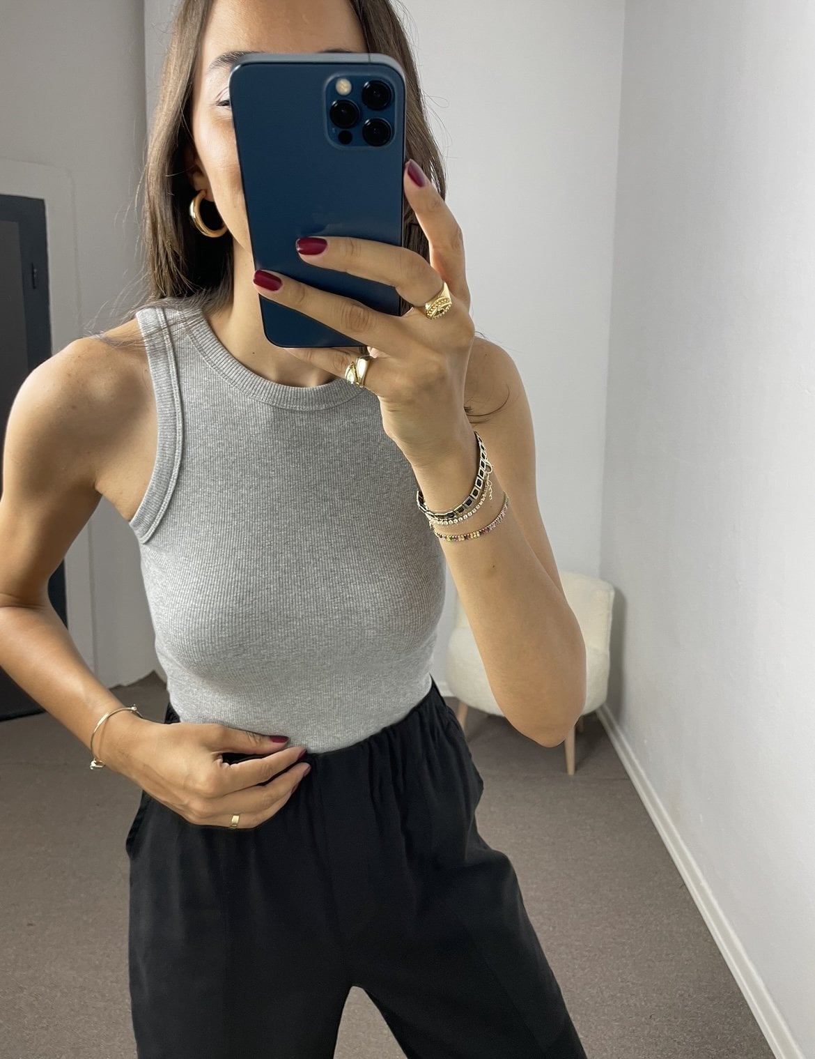 Lavin Gri Halter Yaka Fitilli Atlet