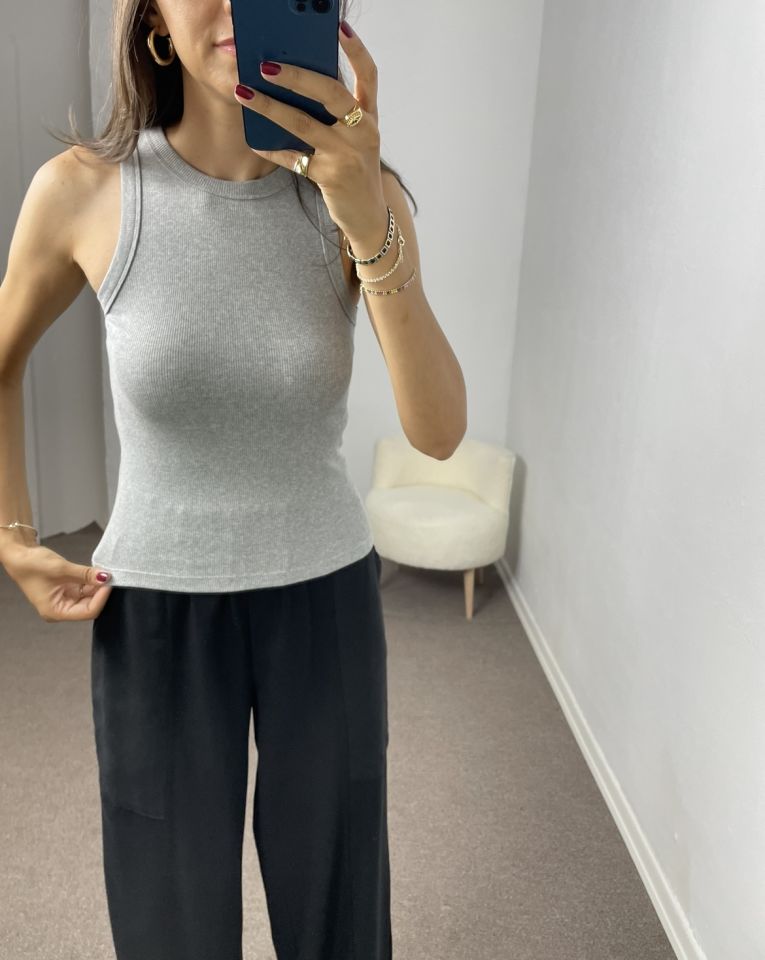 Gri Halter Yaka Fitilli Atlet