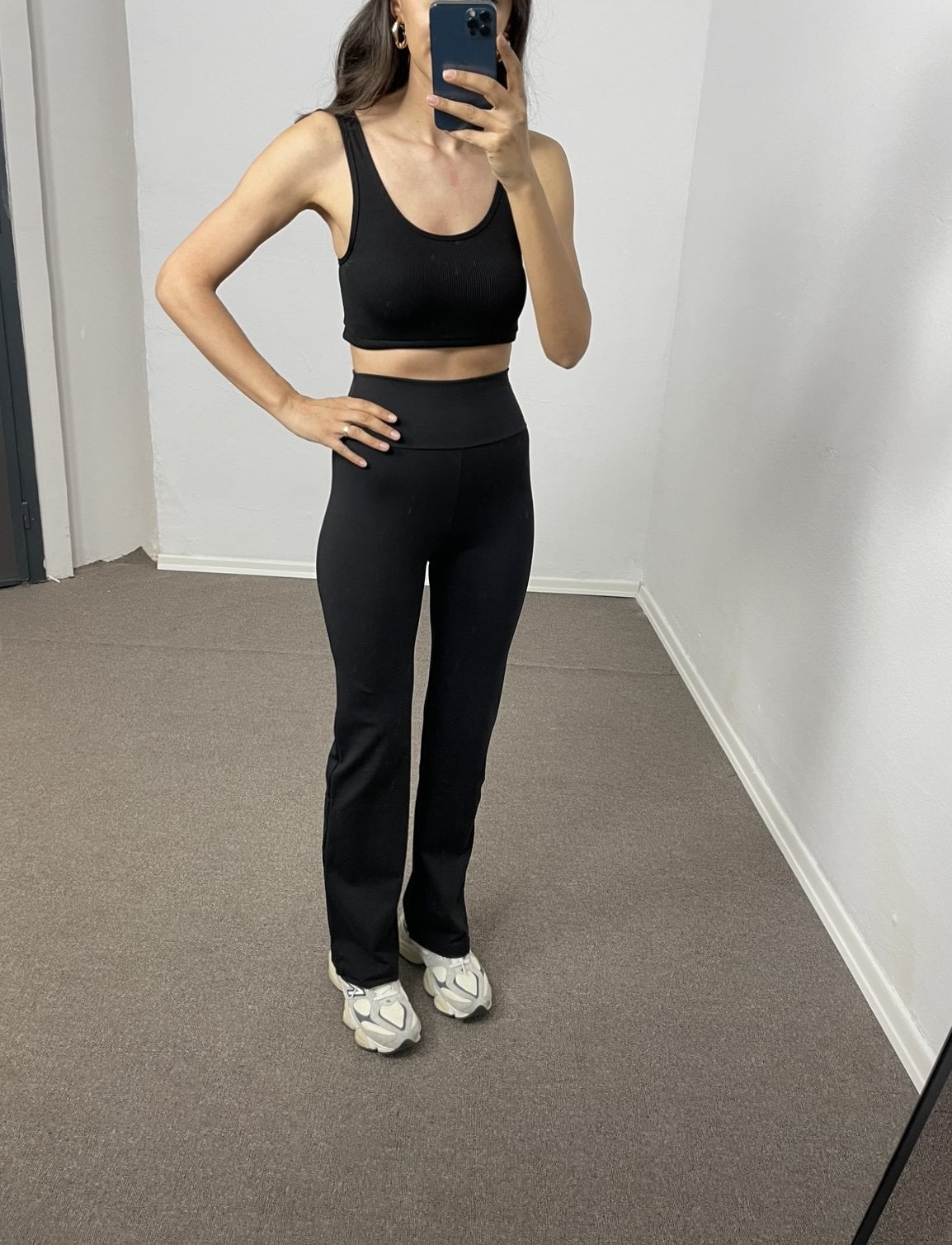 Avina Siyah Yüksek Bel Premium Flare Tayt