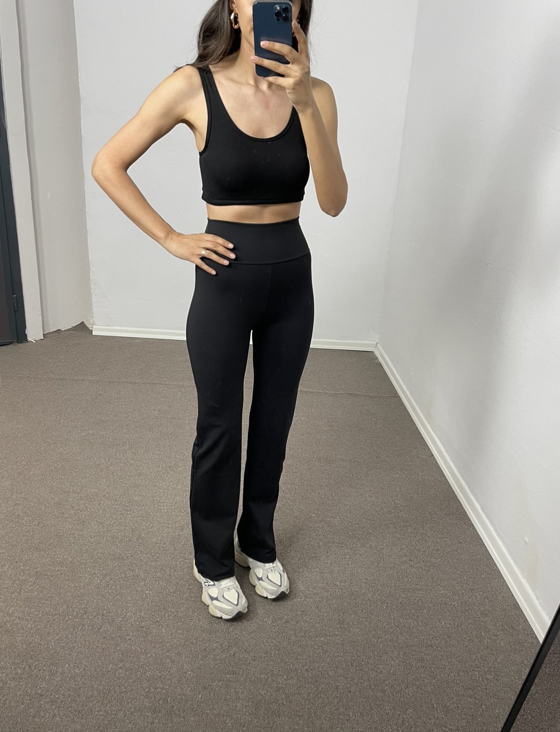 Avina Siyah Yüksek Bel Premium Flare Tayt