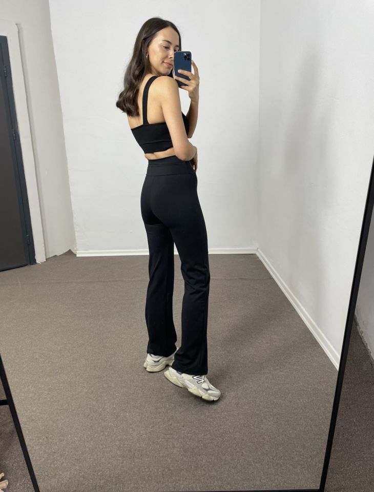 Avina Siyah Yüksek Bel Premium Flare Tayt