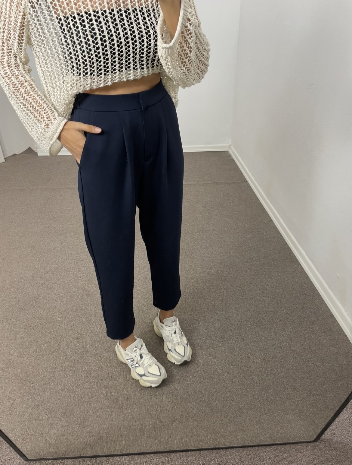 Eveline Lacivert Beli Lastikli Premium Havuç Pantolon