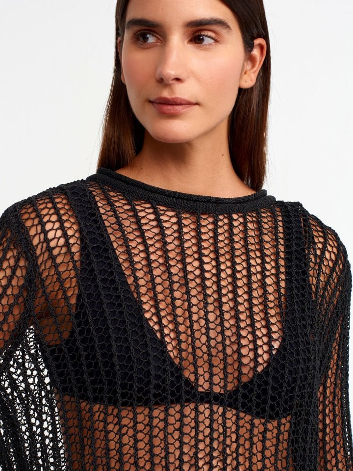 Mirelan Siyah Dilvin Ajurlu Transparan Kazak