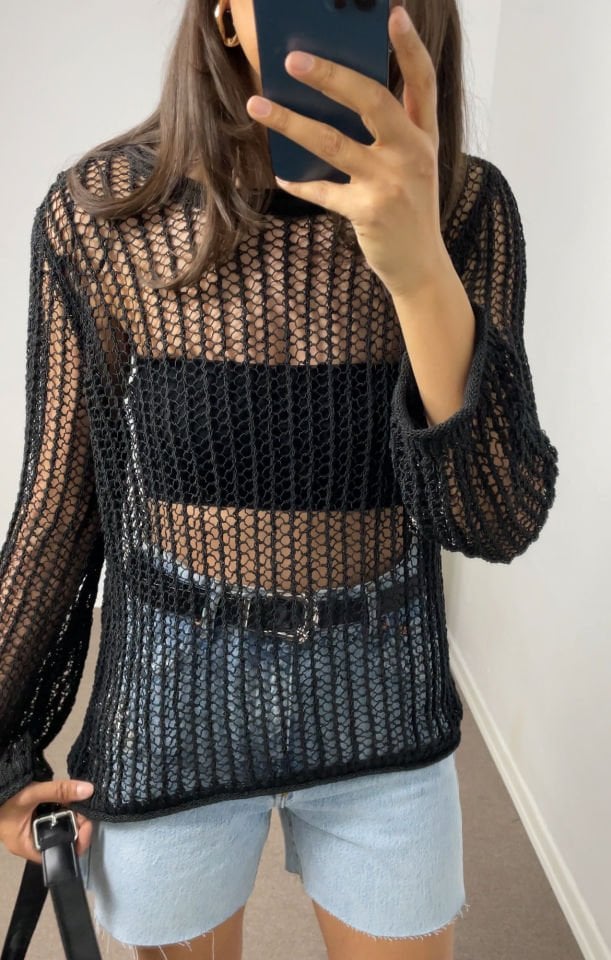 Mirelan Siyah Dilvin Ajurlu Transparan Kazak