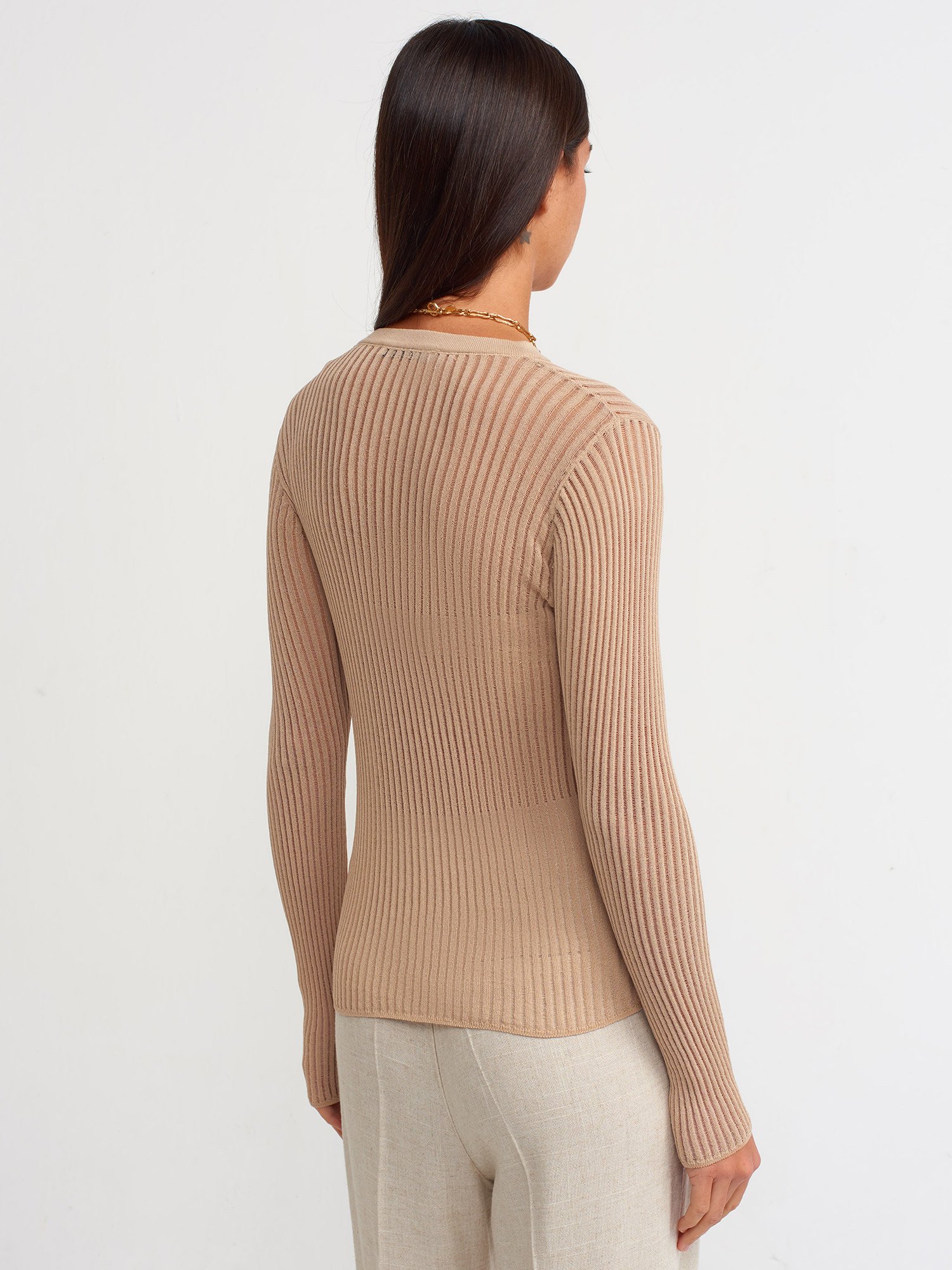 Bej Dilvin Transparan Bluz