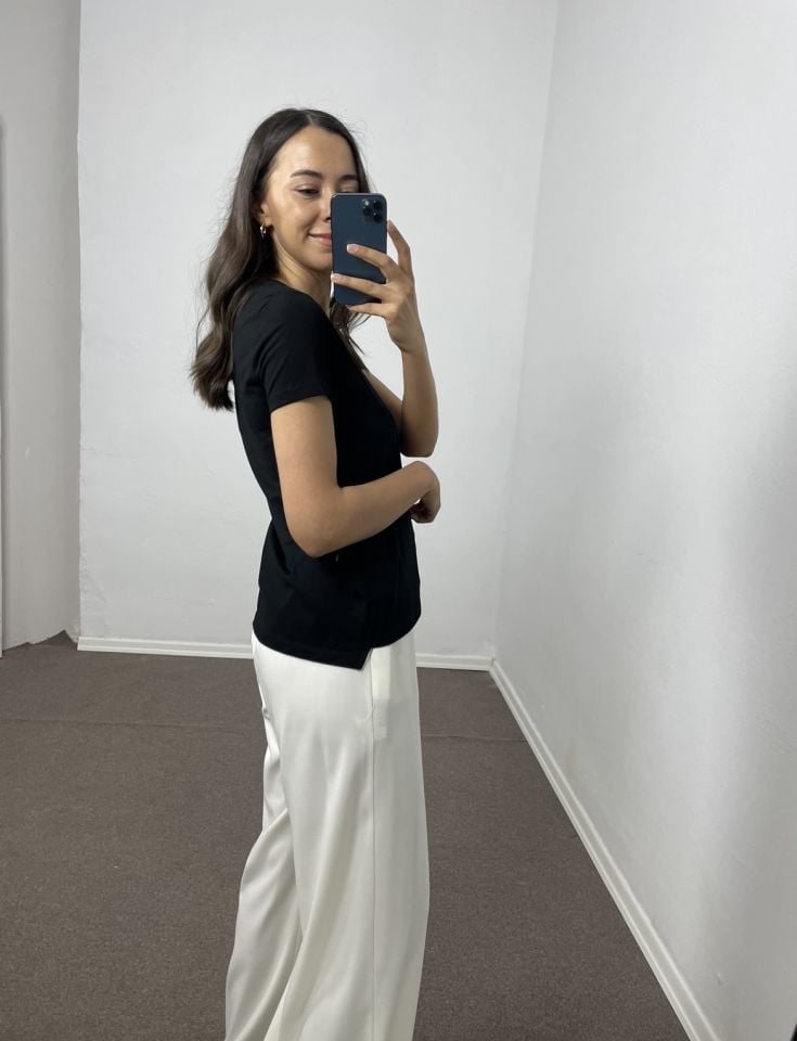 Selora Siyah Dlv V Yaka Basic Tişört