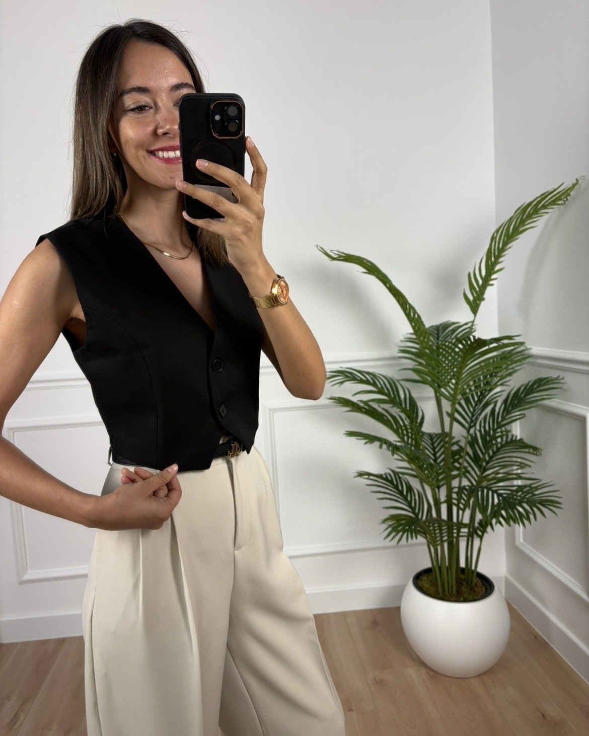 Luneva Siyah Premium Blazer Düğmeli Yelek