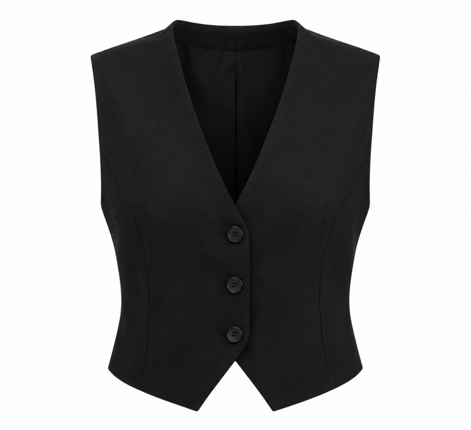 Luneva Siyah Premium Blazer Düğmeli Yelek