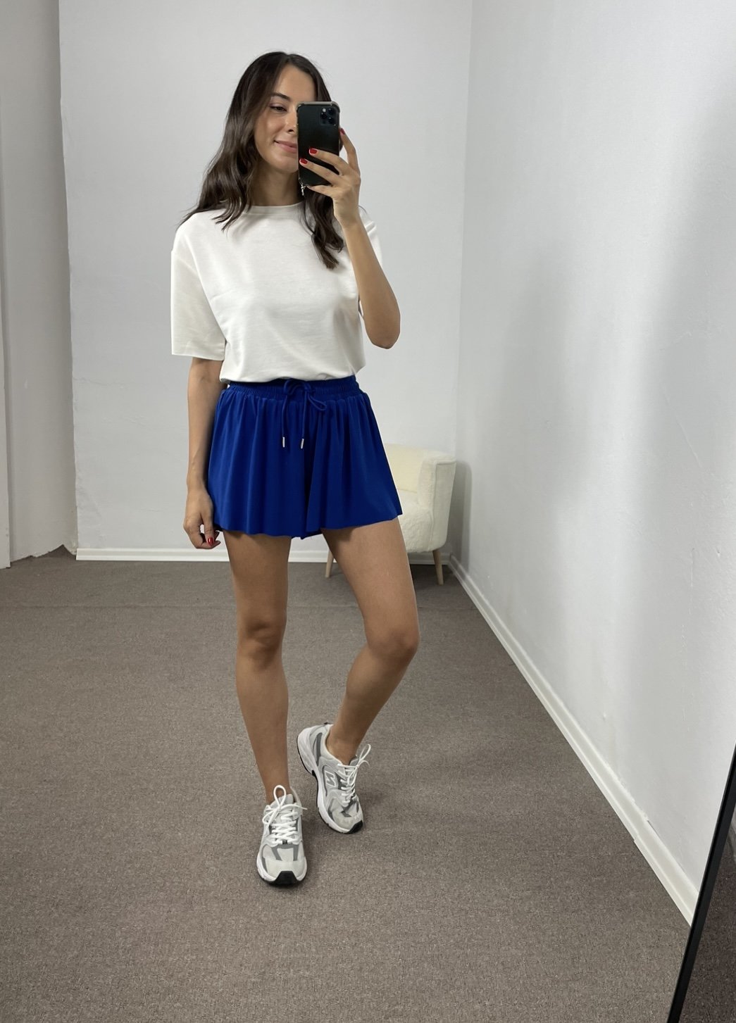 Mavi Taytlı Spor Şort