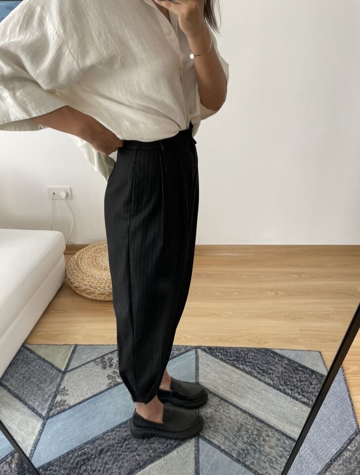 Sorin Siyah Çizgili Premium Pantolon