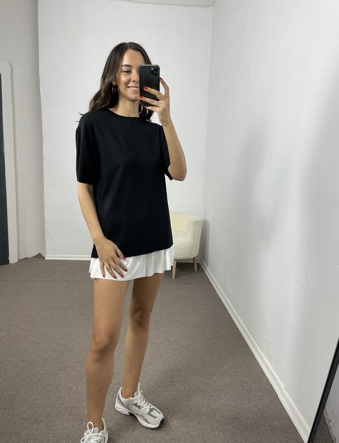 Mirena Siyah Lazer Kesim Modal Tişört