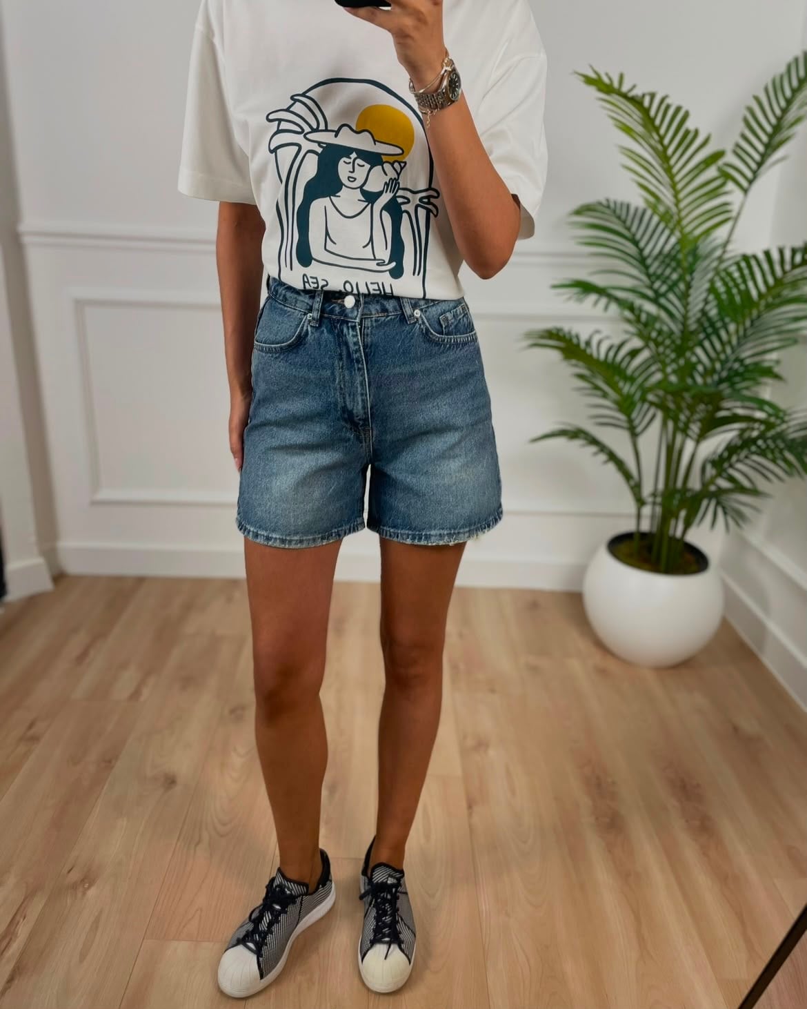 Mandy Orta Mavi Premium Jean Şort