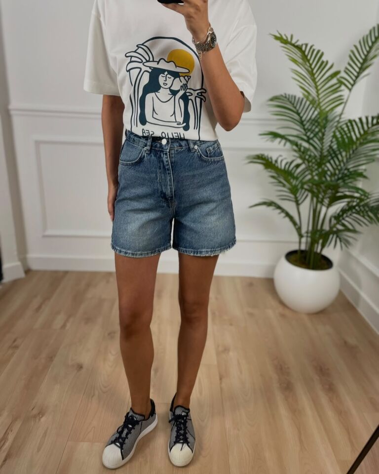 Mandy Orta Mavi Premium Jean Şort