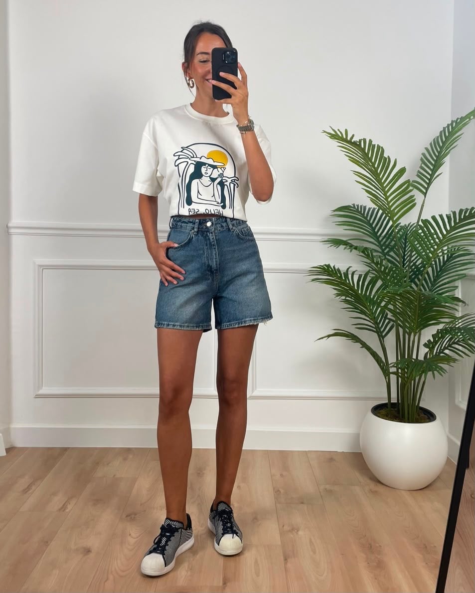 Mandy Orta Mavi Premium Jean Şort