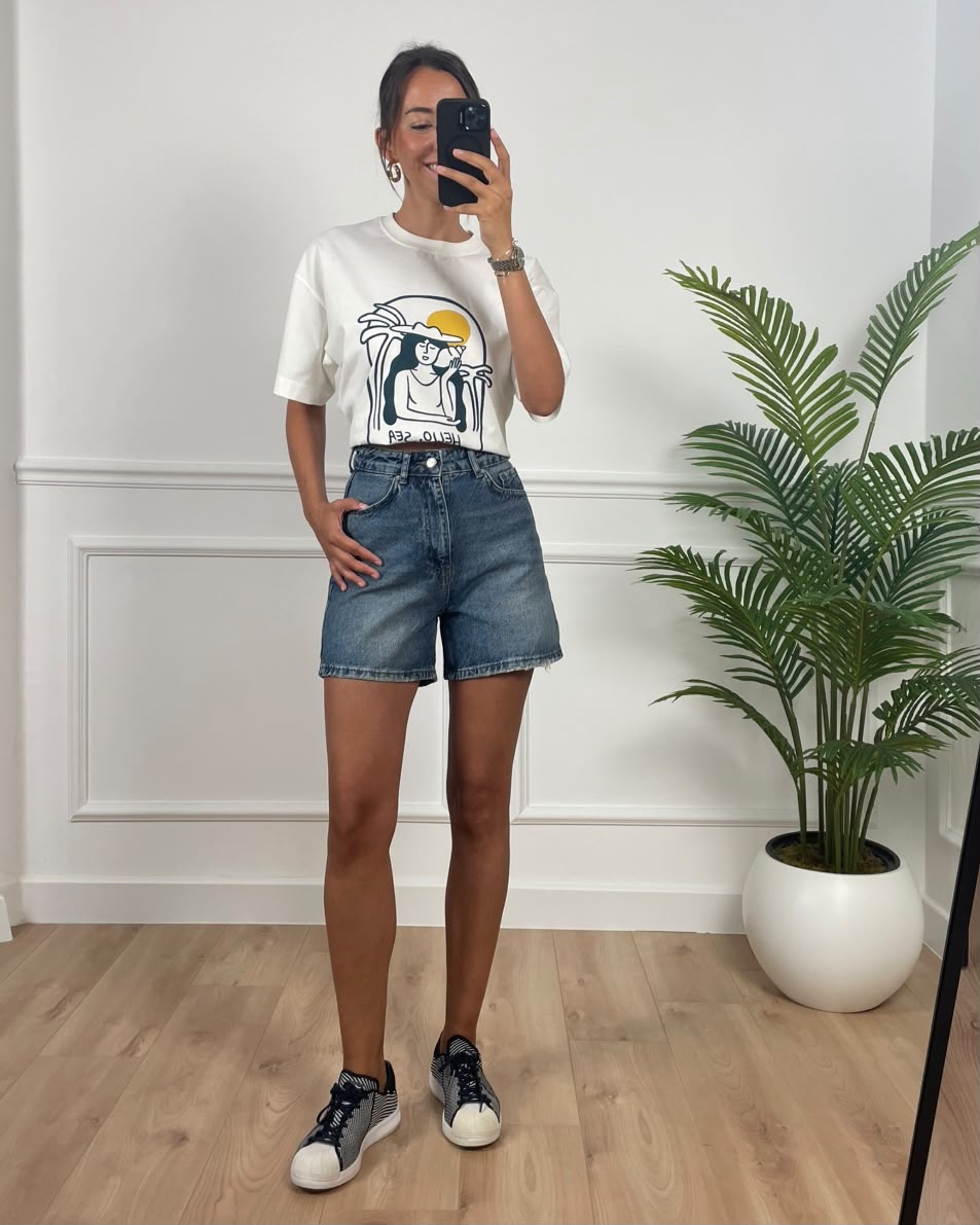 Mandy Orta Mavi Premium Jean Şort