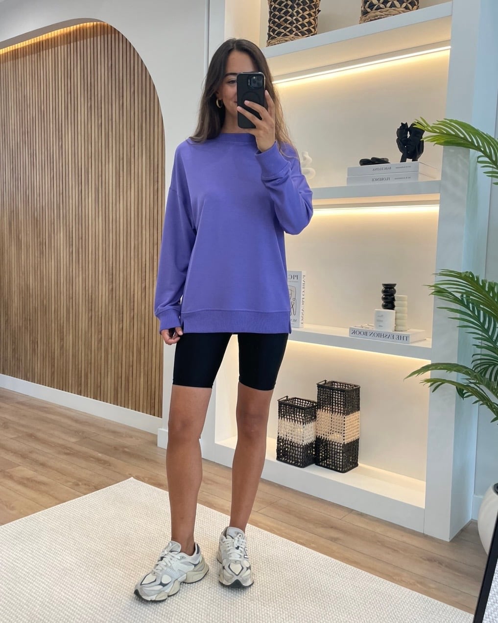 Selara Mor Yanları Yırtmaçlı Sweatshirt