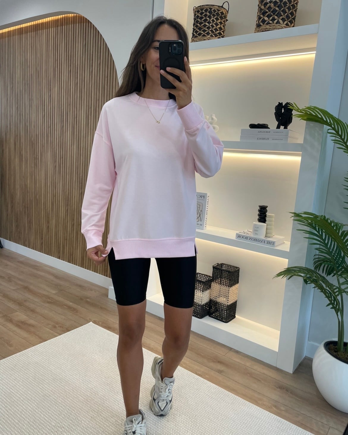 Selara Toz Pembe Yanları Yırtmaçlı Sweatshirt