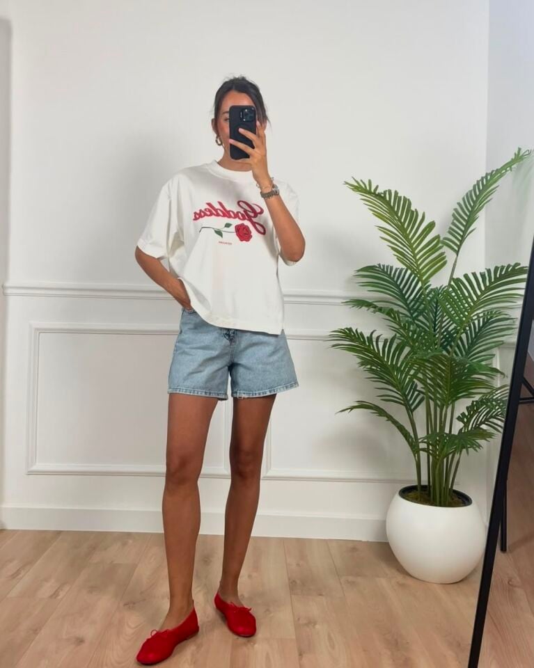 Goddes Beyaz Baskılı Tişört