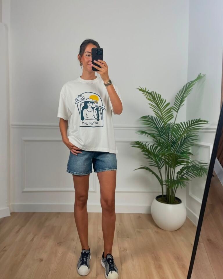 Sea Beyaz Baskılı Tişört