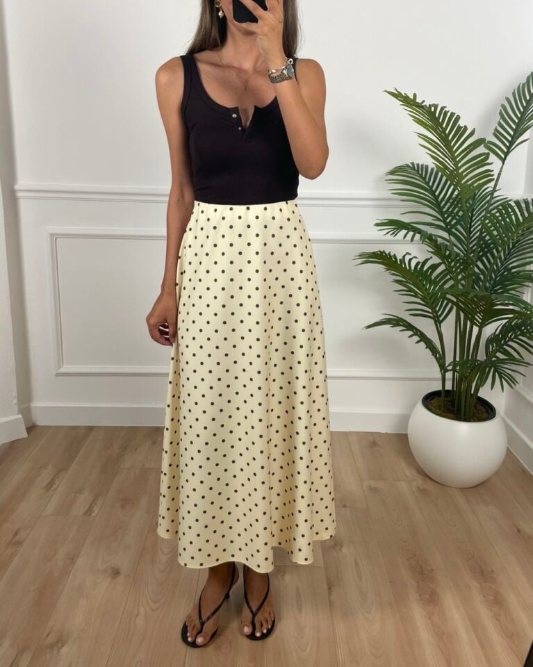 Juliette Kahverengi Puantiyeli Tensel Etek