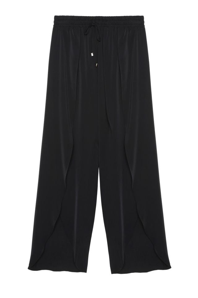 Lareen Siyah Yırtmaçlı Pareo Pantolon