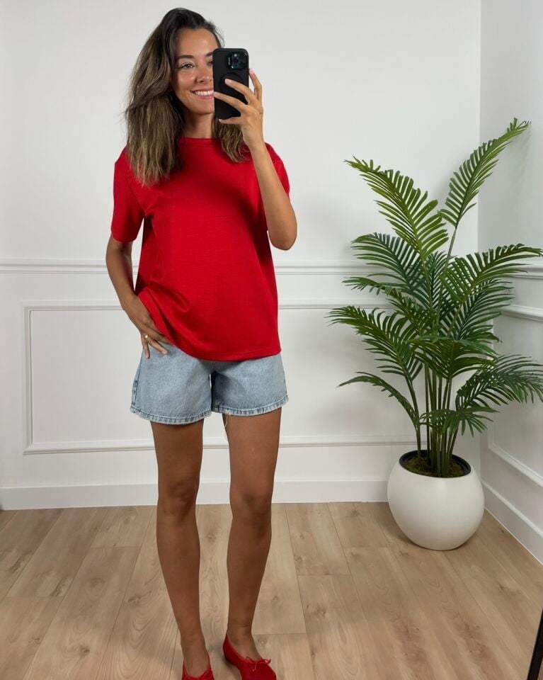 Odette Kırmızı Basic Modal Tişört