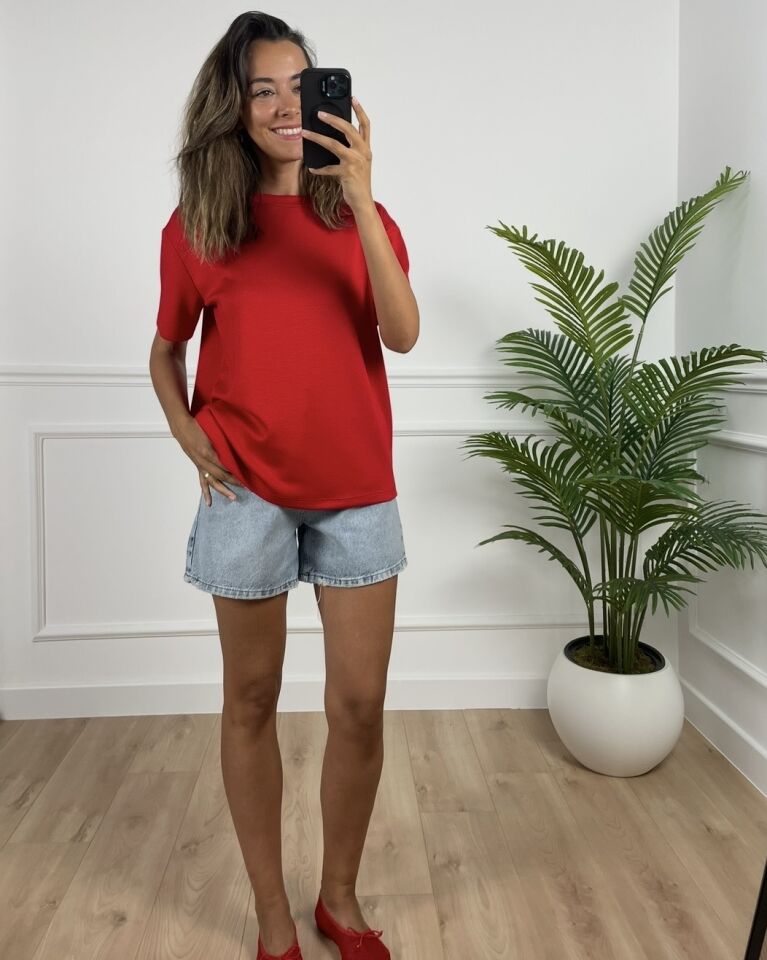 Odette Kırmızı Basic Modal Tişört