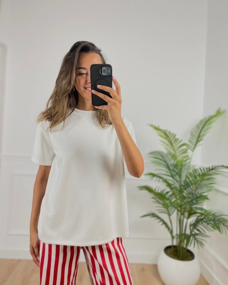 Odette Beyaz Basic Modal Tişört