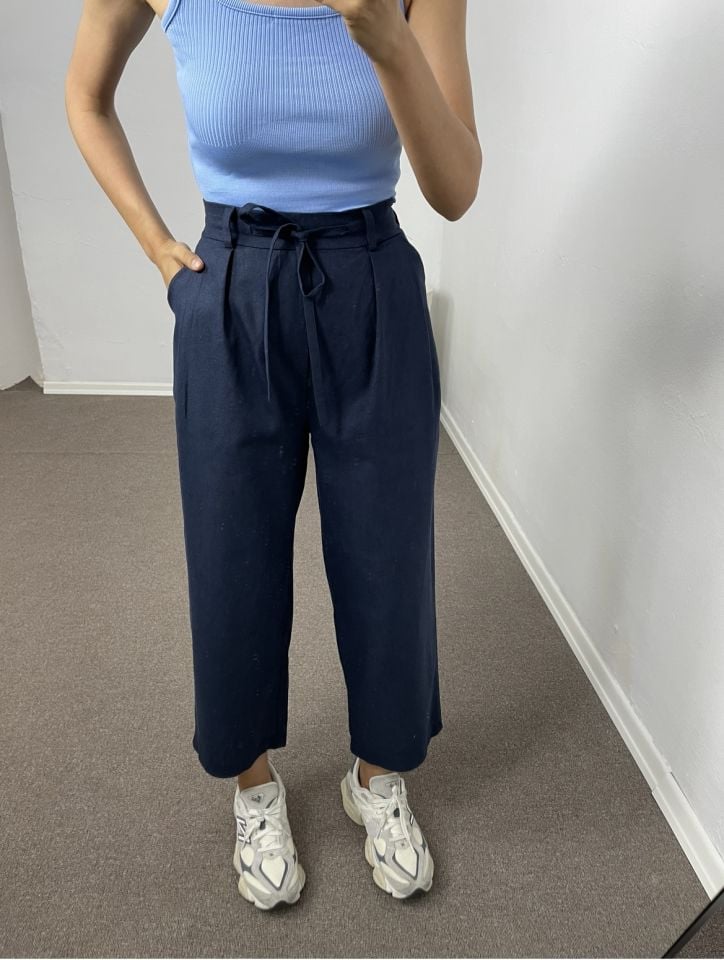 Lacivert Ultra Premium Keten Pantolon