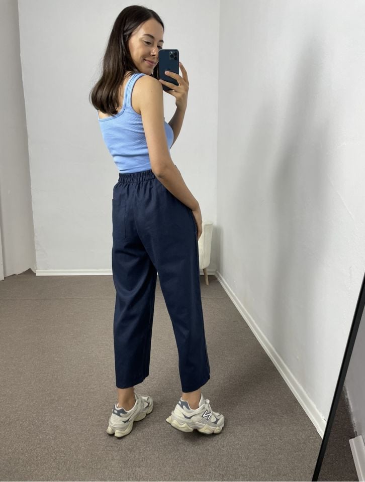 Alvera Lacivert Ultra Premium Keten Pantolon